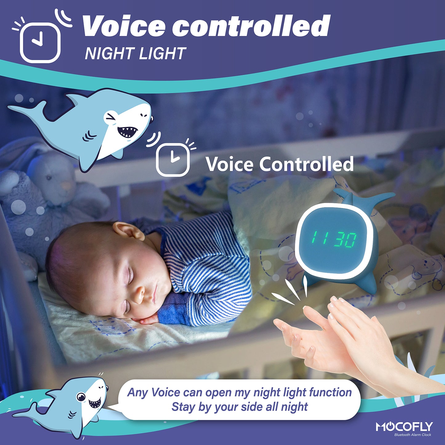 Digital Alarm Clocks for Kids, Children's Sleep Trainer Alarm Clock with 7 Color Night Light & Wake Up Light, Snooze Temperature Detect Bluetooth Speaker Music Player Kids Clock Sleep Sound Machine