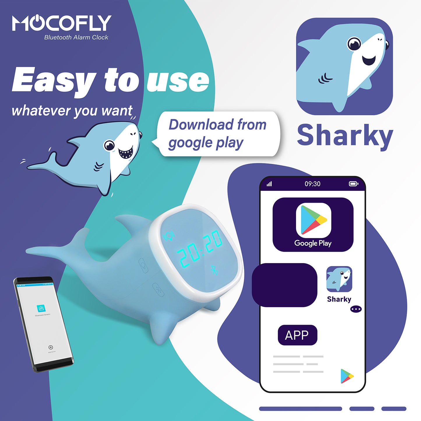 Digital Alarm Clocks for Kids, Children's Sleep Trainer Alarm Clock with 7 Color Night Light & Wake Up Light, Snooze Temperature Detect Bluetooth Speaker Music Player Kids Clock Sleep Sound Machine