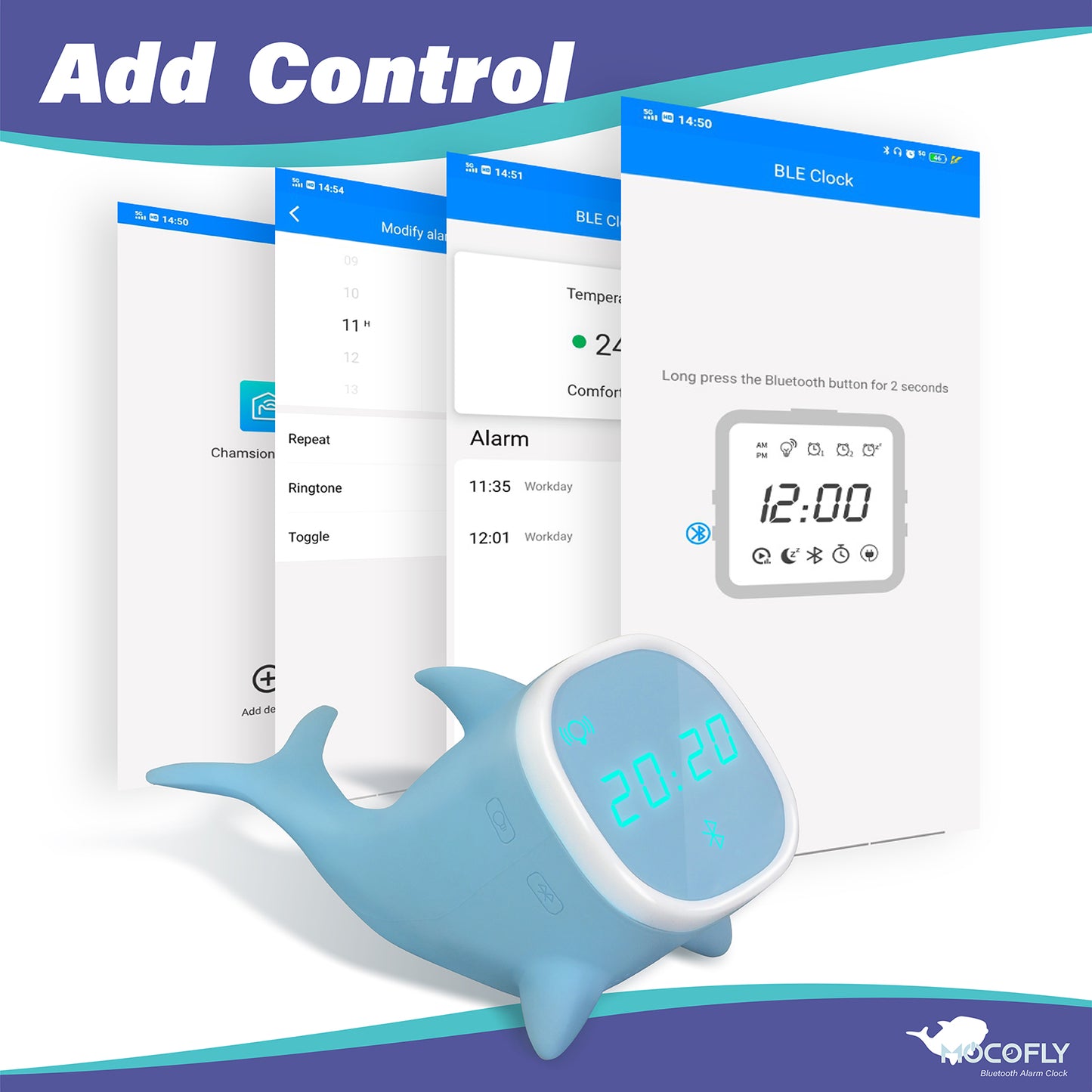 Digital Alarm Clocks for Kids, Children's Sleep Trainer Alarm Clock with 7 Color Night Light & Wake Up Light, Snooze Temperature Detect Bluetooth Speaker Music Player Kids Clock Sleep Sound Machine